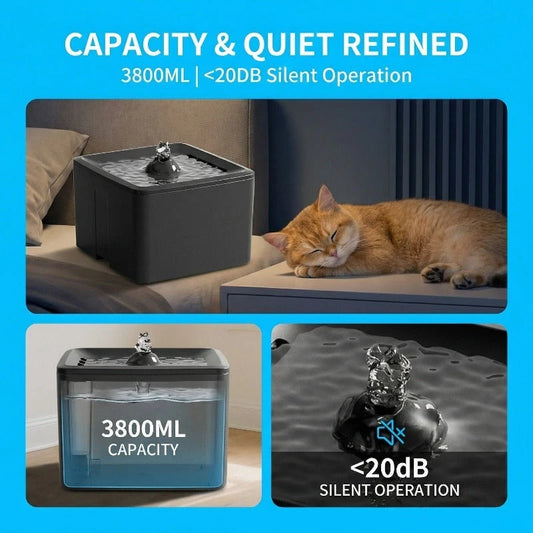 Ultra-Silent Circulating Kitten and Puppy Drinking Fountain - 3.8L USB Powered